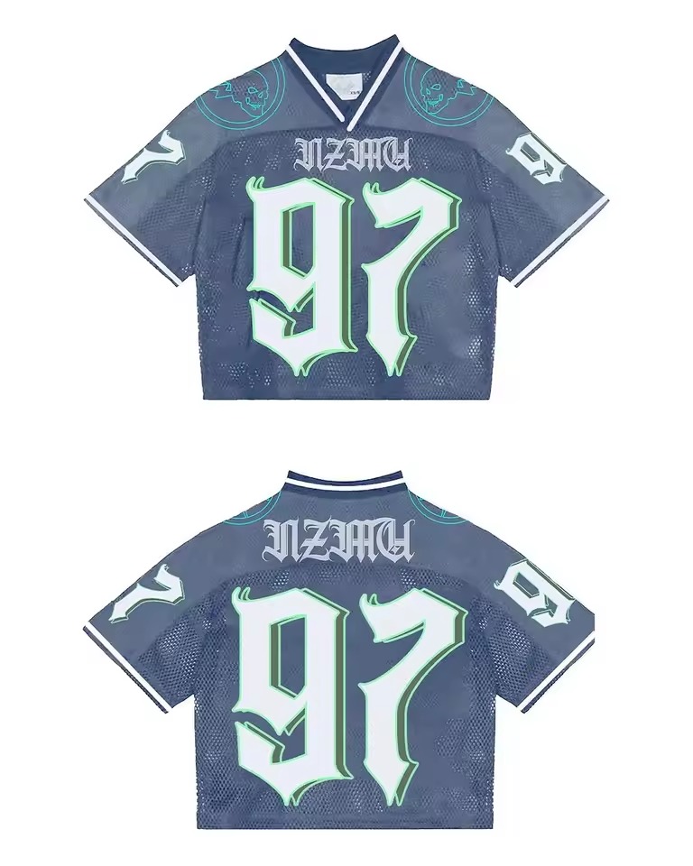 Retro Graffiti 97 Graphic Blokecore Football V-neck Jersey T-shirt