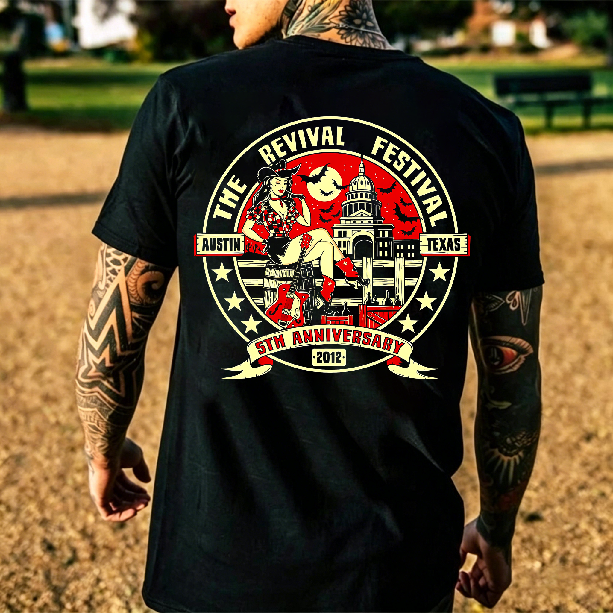 THE REVIVAL FESTIVAL AUSTIN TEXAS 5TH ANNIVERSARY 2012 Printed Men's T-shirt
