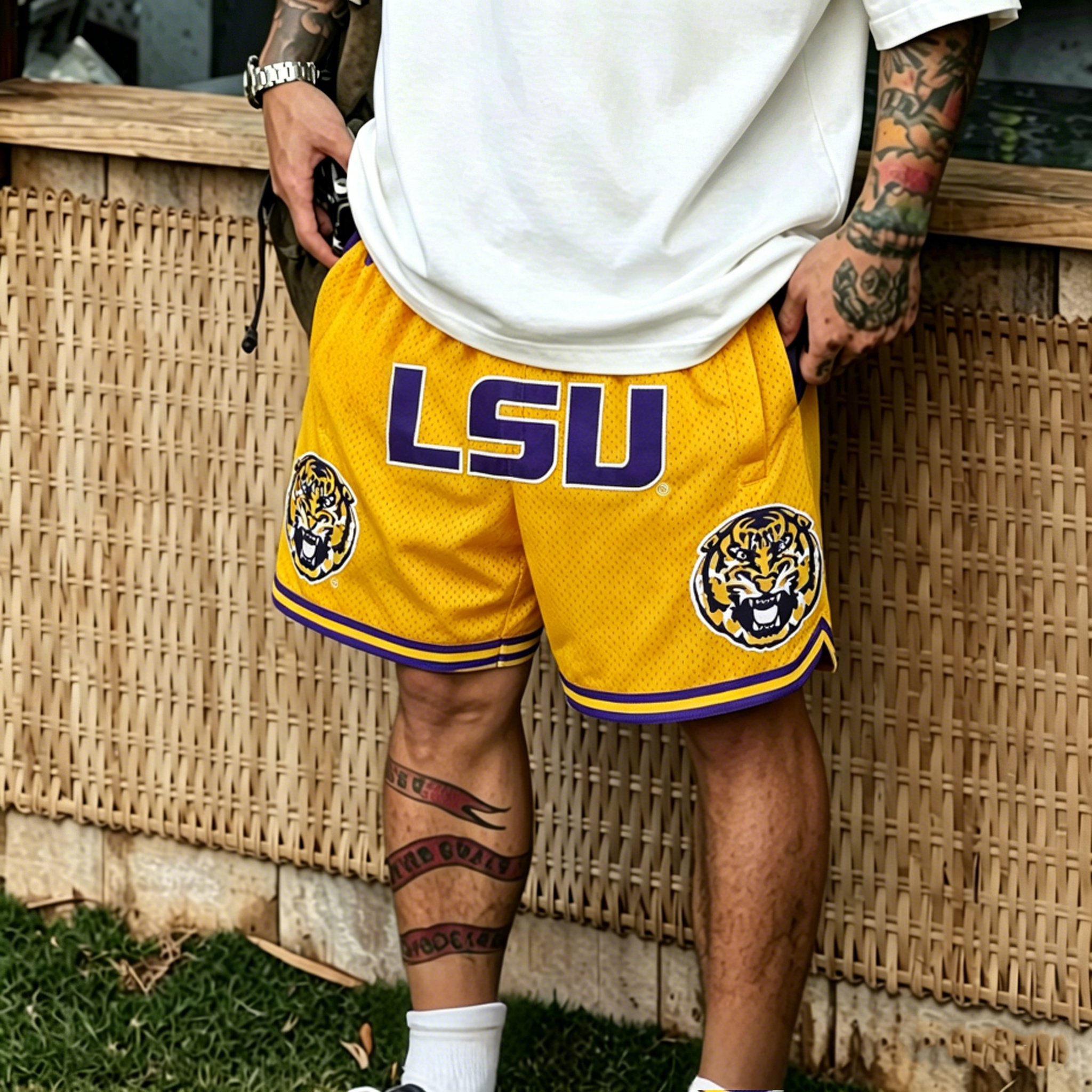 GOLD LSU BASKETBALL SHORTS