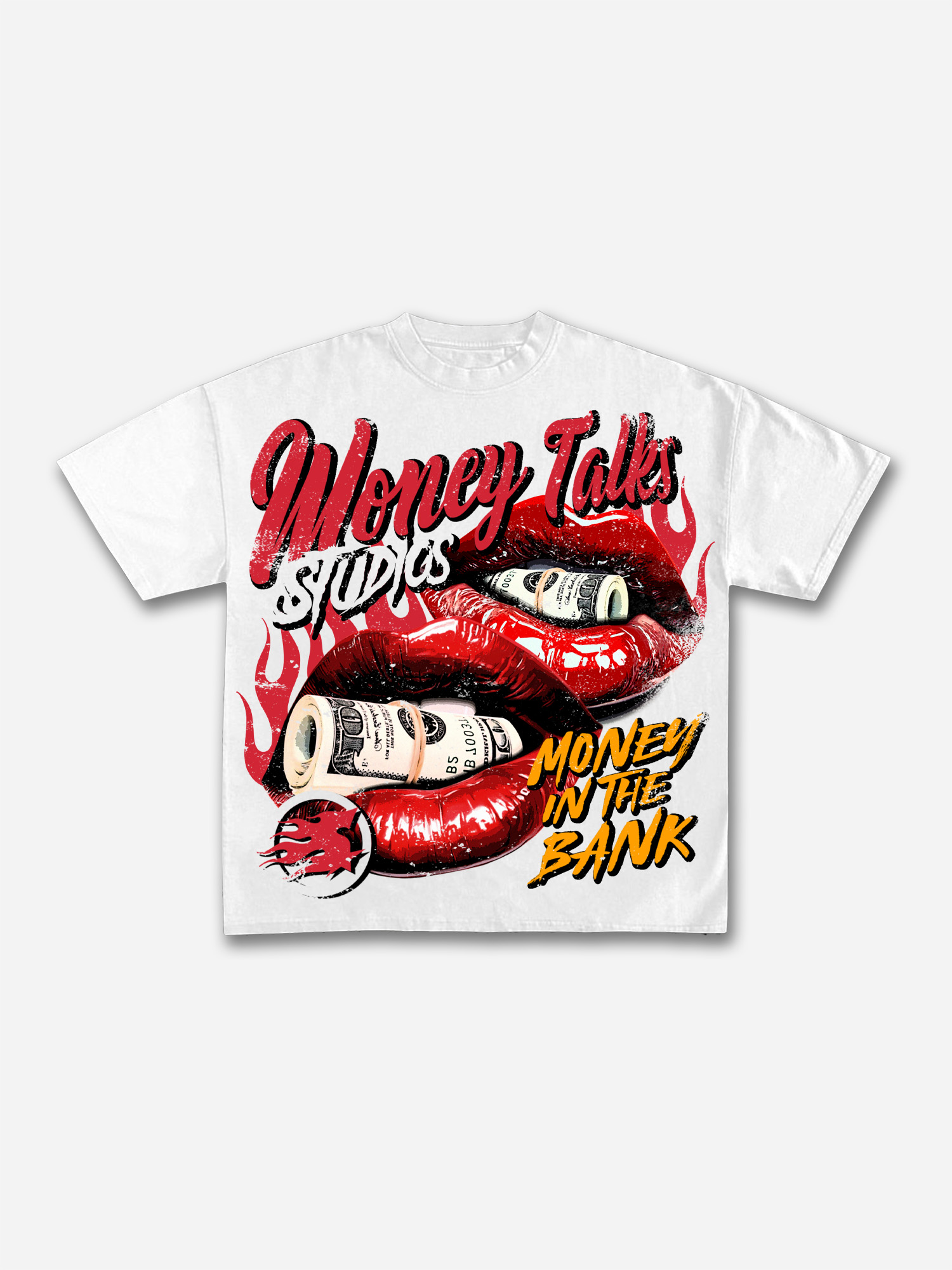 Money Talks Vintage Red Lips Banknote Graphic T-shirt