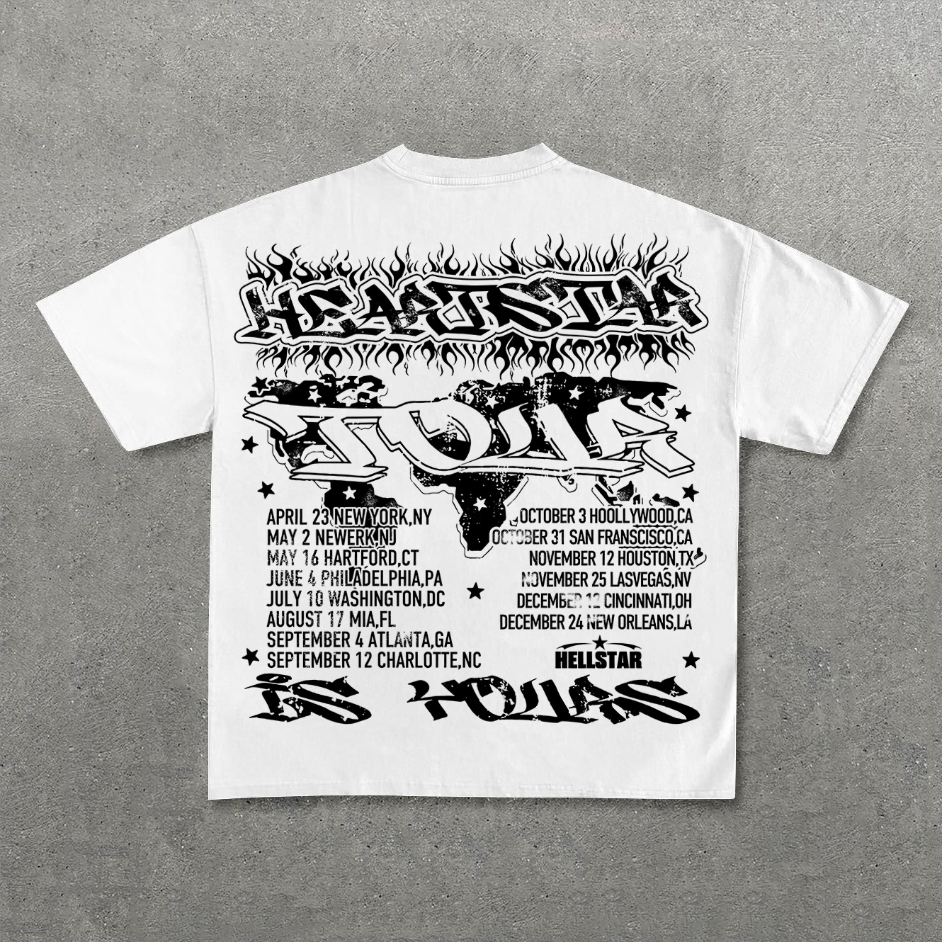 Vintage Hellstar Worldwide Casual Cotton Short Sleeve T-Shirt