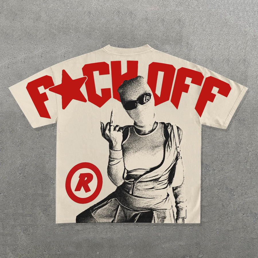 Vintage Y2K F*CK OFF Graphic 100% Cotton Short Sleeve T-Shirt