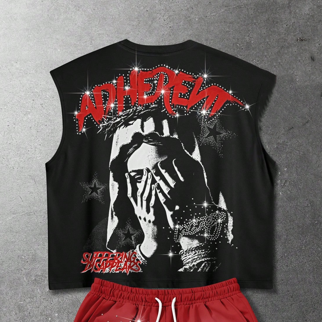  Letter & Figure Print Crew Neck Tank Top 