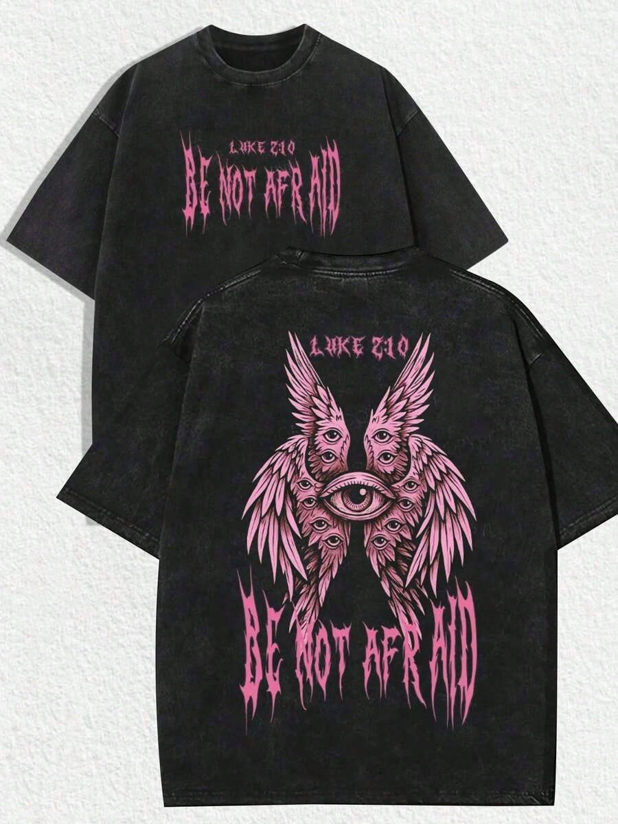  Be Not Afraid Pink Multi-Eye Angel  Washed Tee