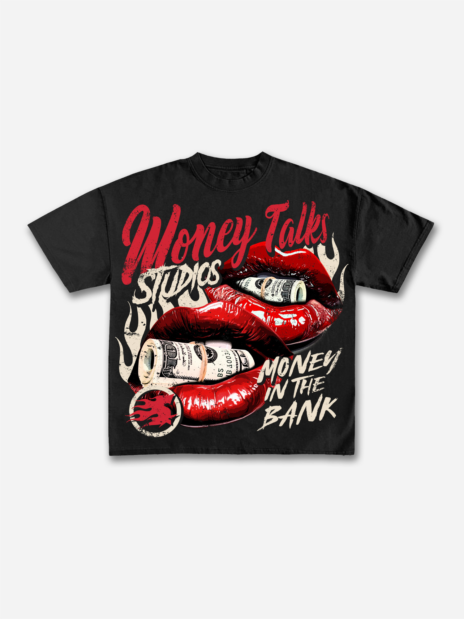 Money Talks Vintage Red Lips Banknote Graphic T-shirt