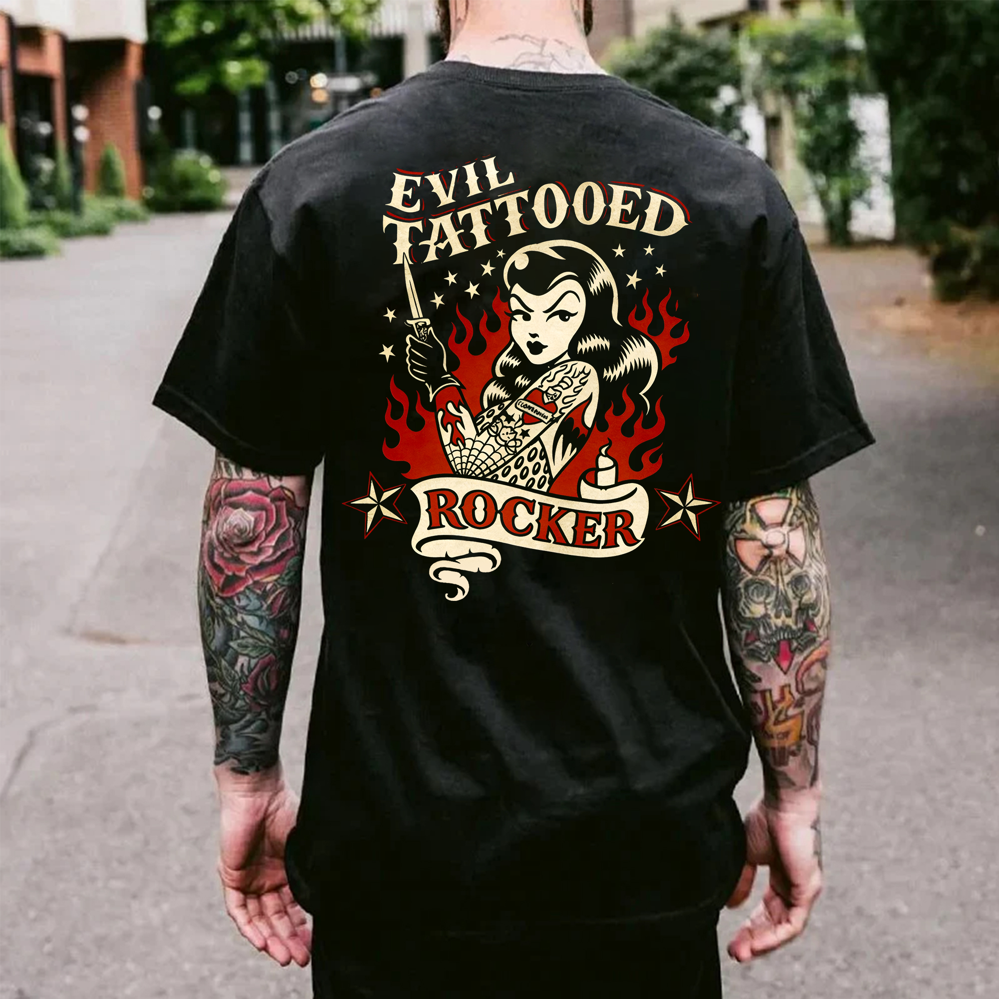 EVIL TATTOOED ROCKER Printed Men's T-shirt