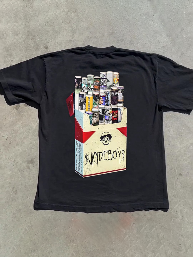 Vintage Suicideboys Cigarette Graphics Printed  T-Shirt