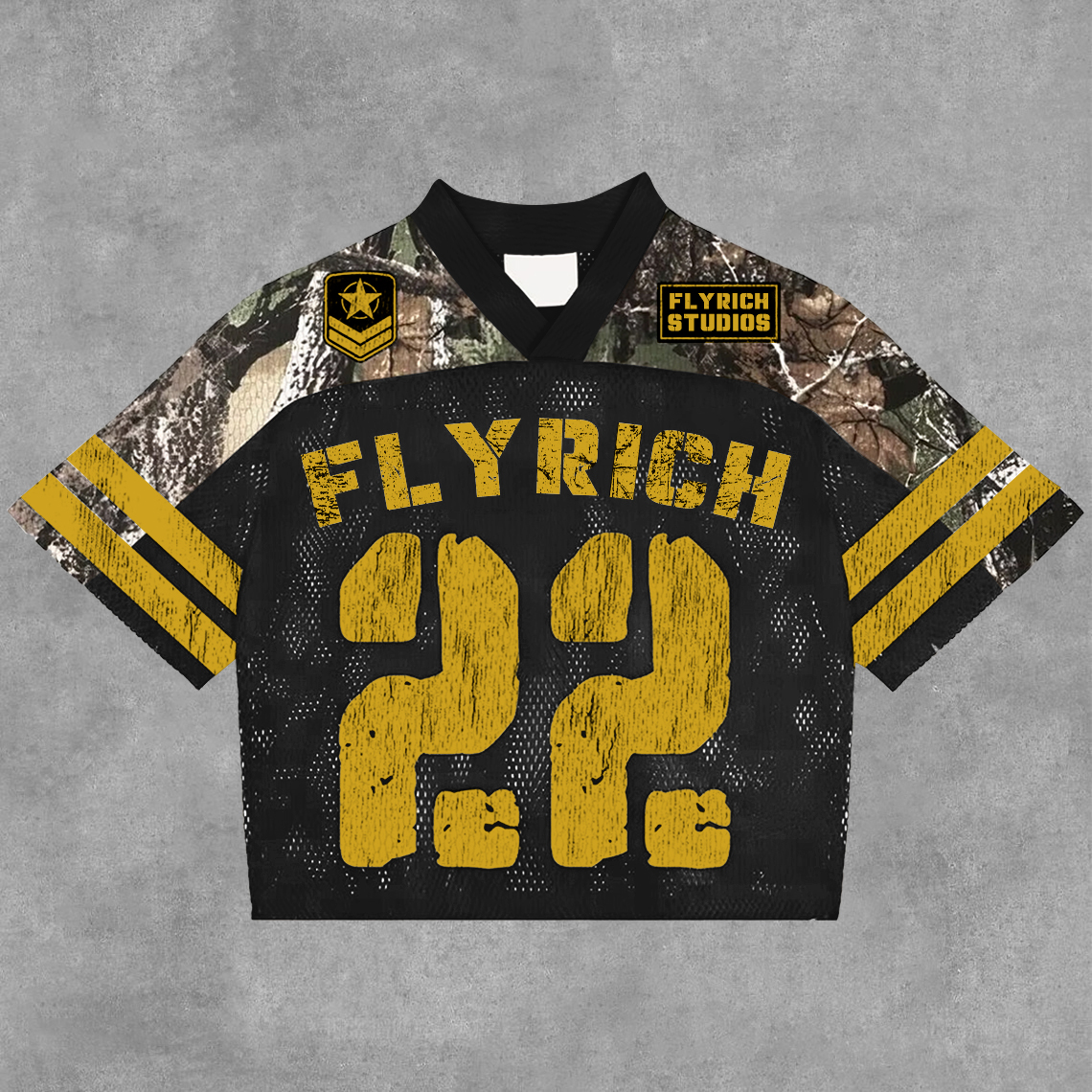  Vintage Fly Get Rich No 22 In Yellow Graphics Blokecore Blokette V-Neck T-Shirt