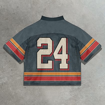  Vintage No 24 Rugby Graphics Blokecore Blokette Football V-Neck T-Shirt
