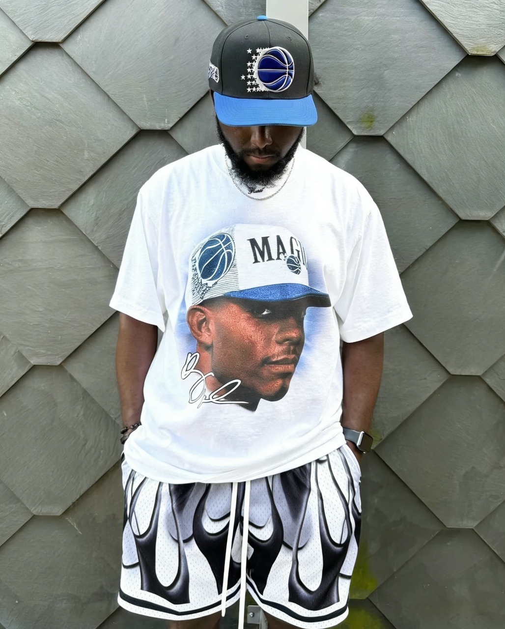 Black White Flame Men's Athletic Shorts