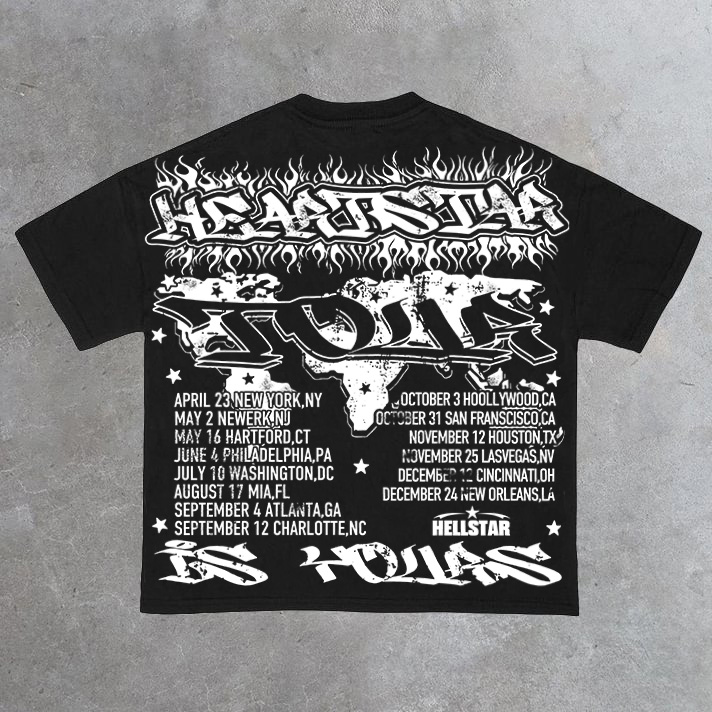 Vintage Hellstar Worldwide Casual Cotton Short Sleeve T-Shirt
