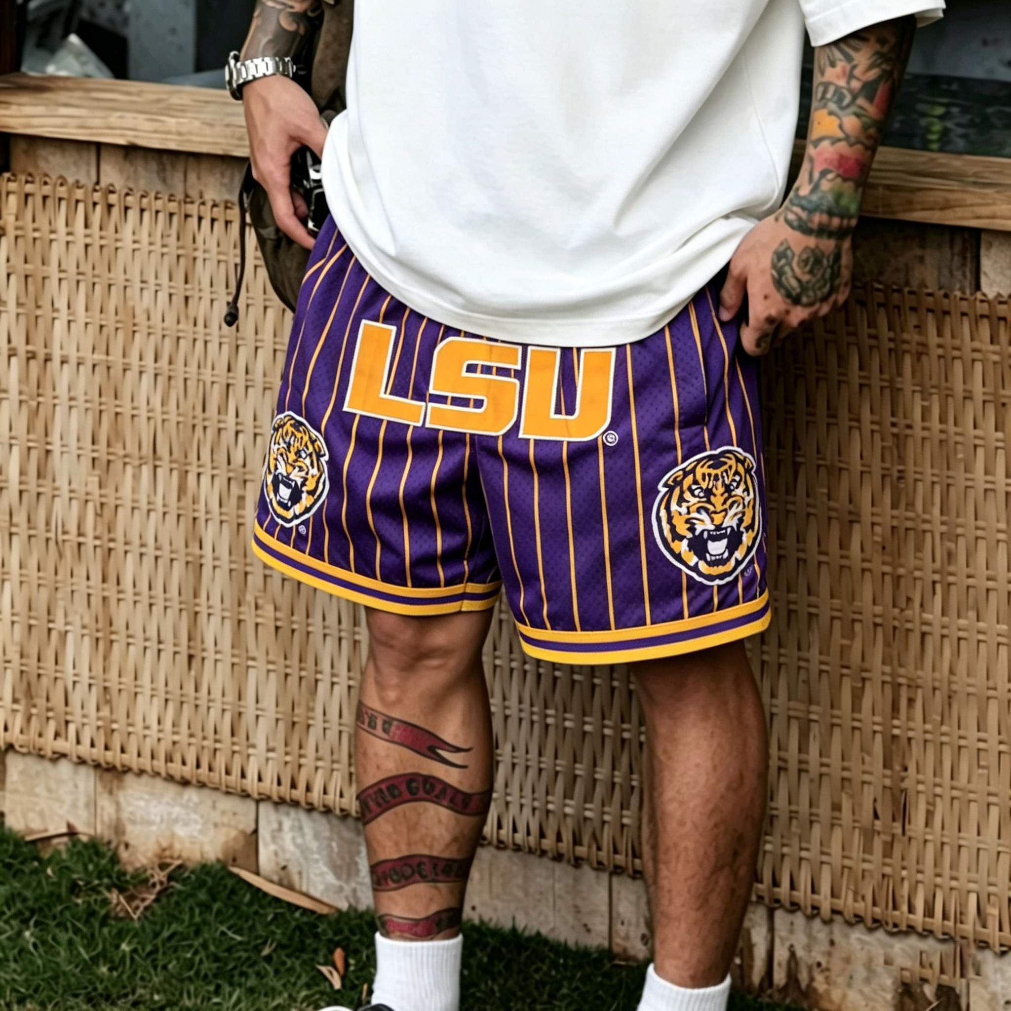  PINSTRIPES LSU BASKETBALL SHORTS