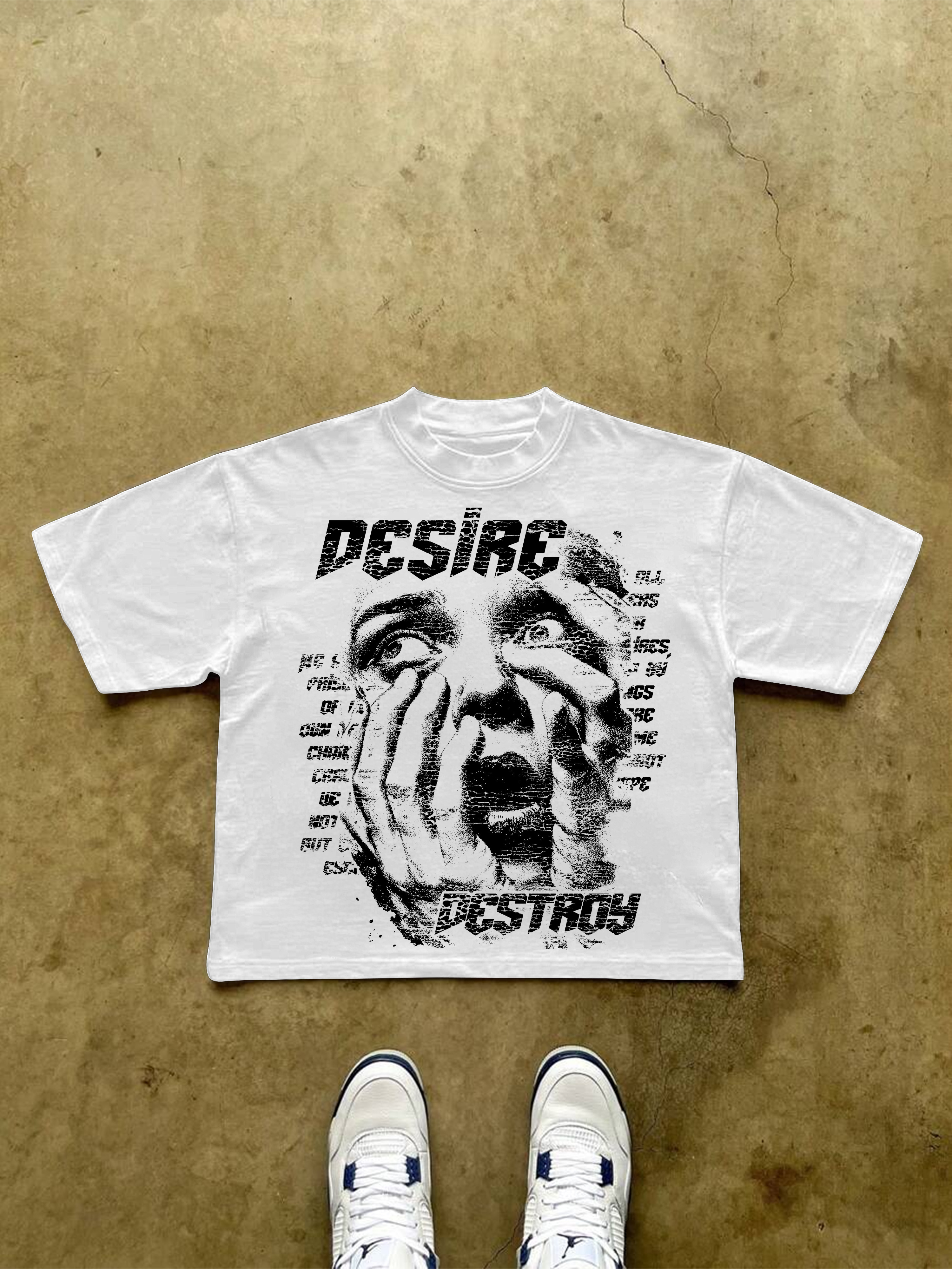 Desire Destroy Abstract Portrait Graphic T-shirt