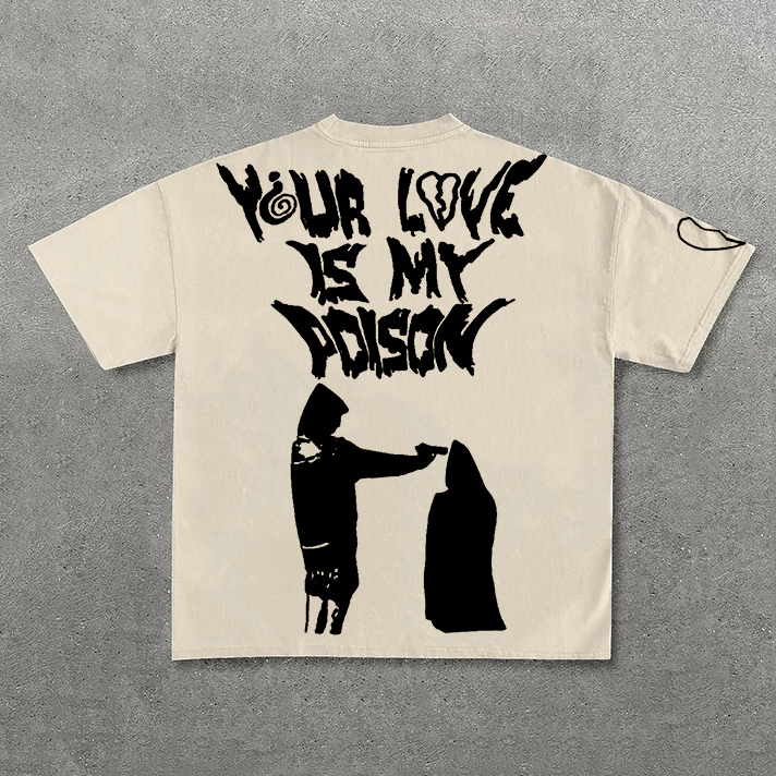 Vintage Love is Poison Graphic 100% Cotton Short Sleeve T-Shirt