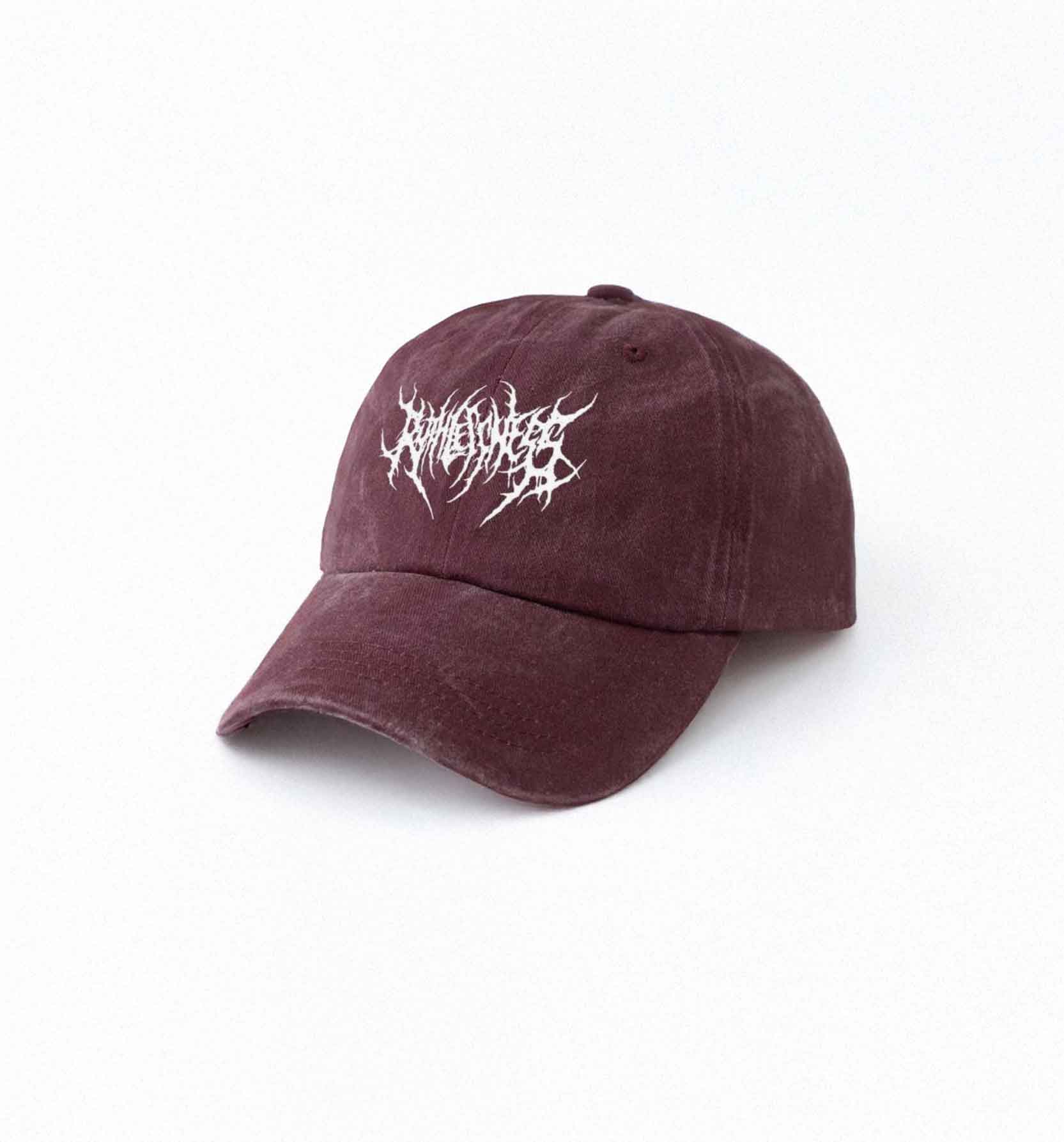 Retro Washed Cap with Gothic Lettering Print