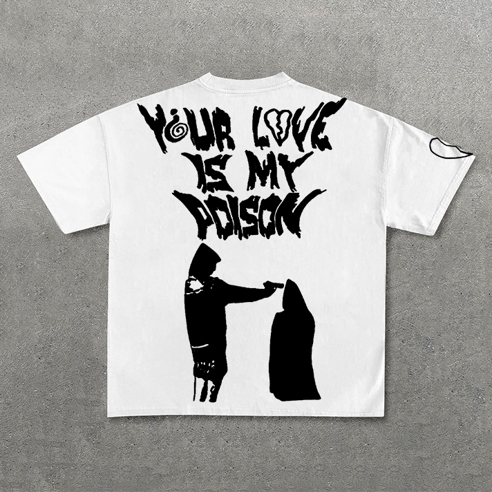 Vintage Love is Poison Graphic 100% Cotton Short Sleeve T-Shirt
