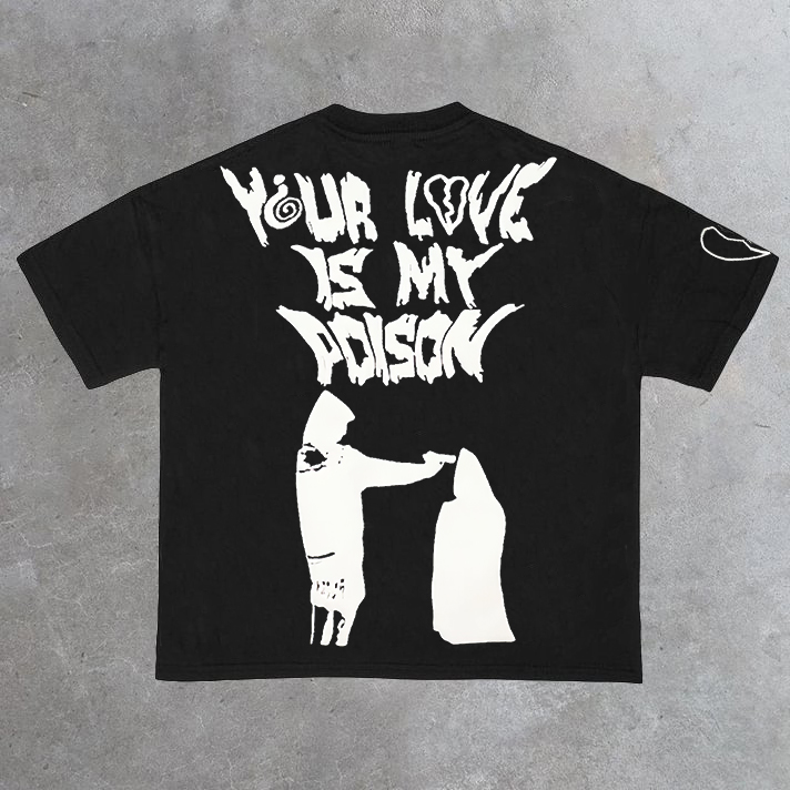 Vintage Love is Poison Graphic 100% Cotton Short Sleeve T-Shirt