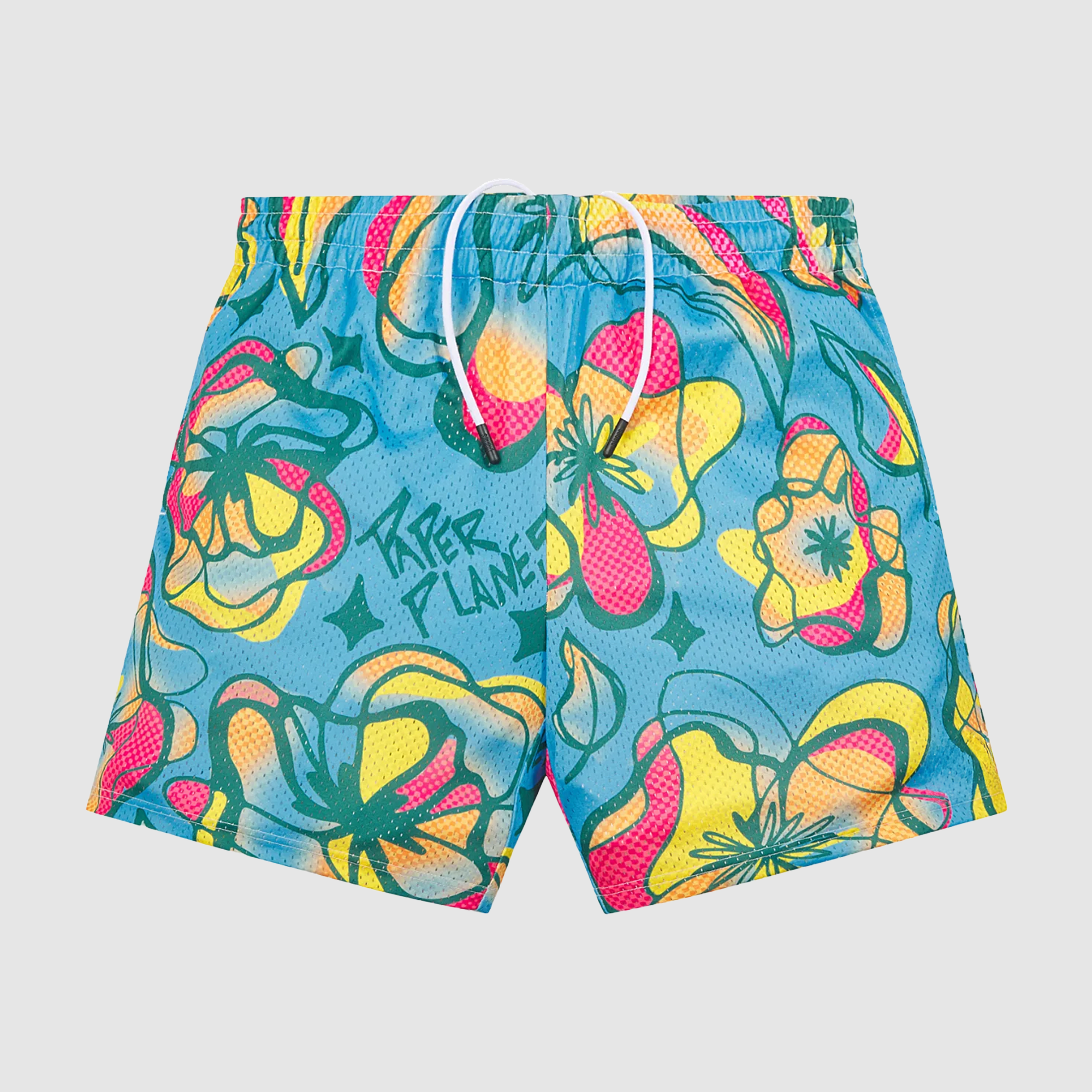 Paper Plane Floral Men's Athletic Shorts