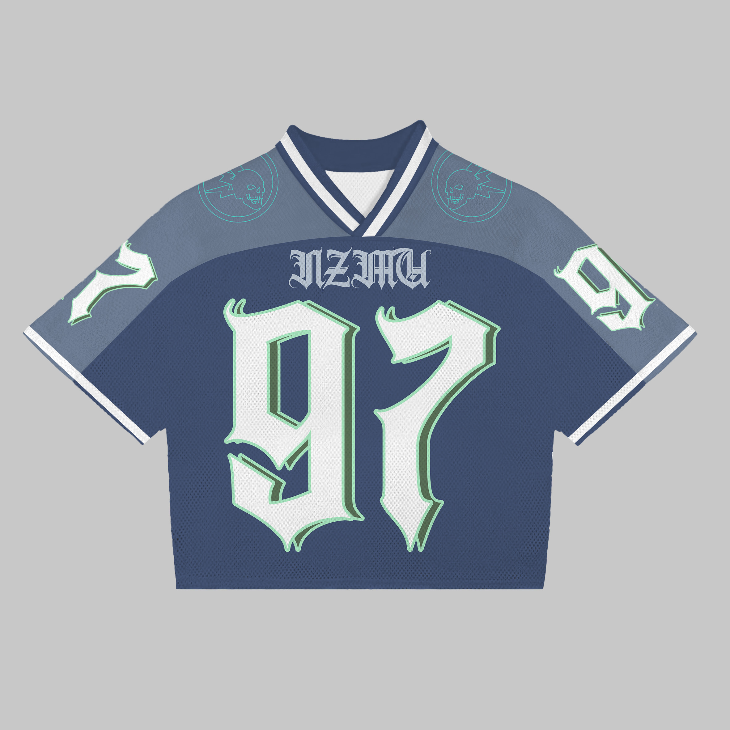 Retro Graffiti 97 Graphic Blokecore Football V-neck Jersey T-shirt