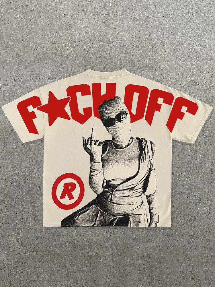 Vintage Y2K F*CK OFF Graphic 100% Cotton Short Sleeve T-Shirt