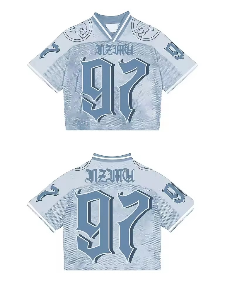 Retro Graffiti 97 Graphic Blokecore Football V-neck Jersey T-shirt
