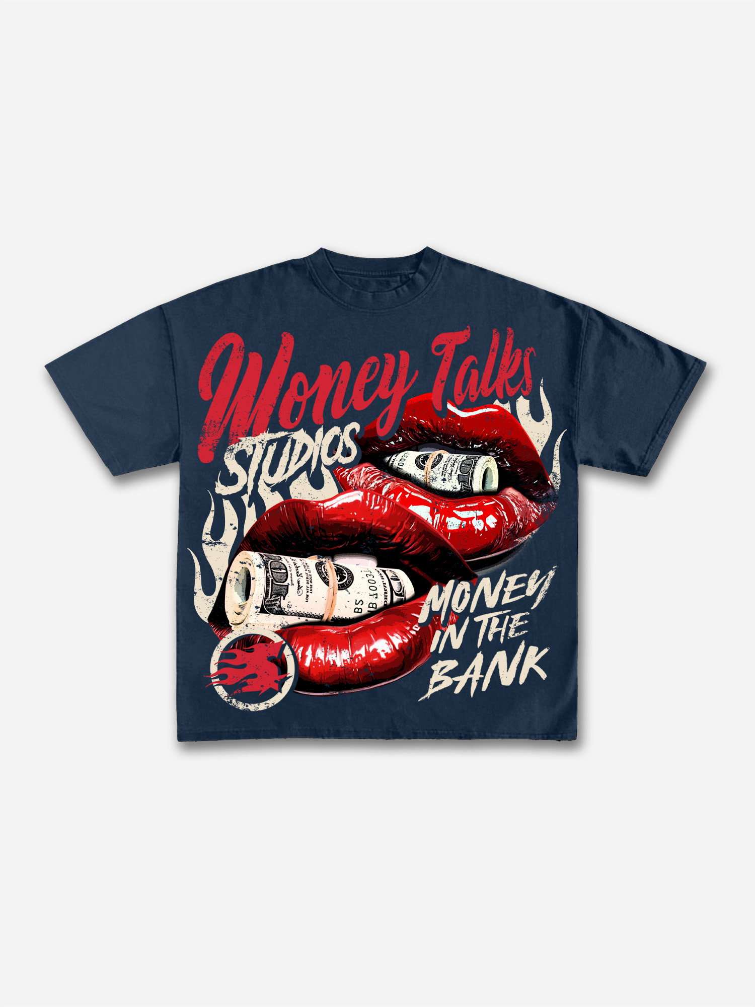 Money Talks Vintage Red Lips Banknote Graphic T-shirt