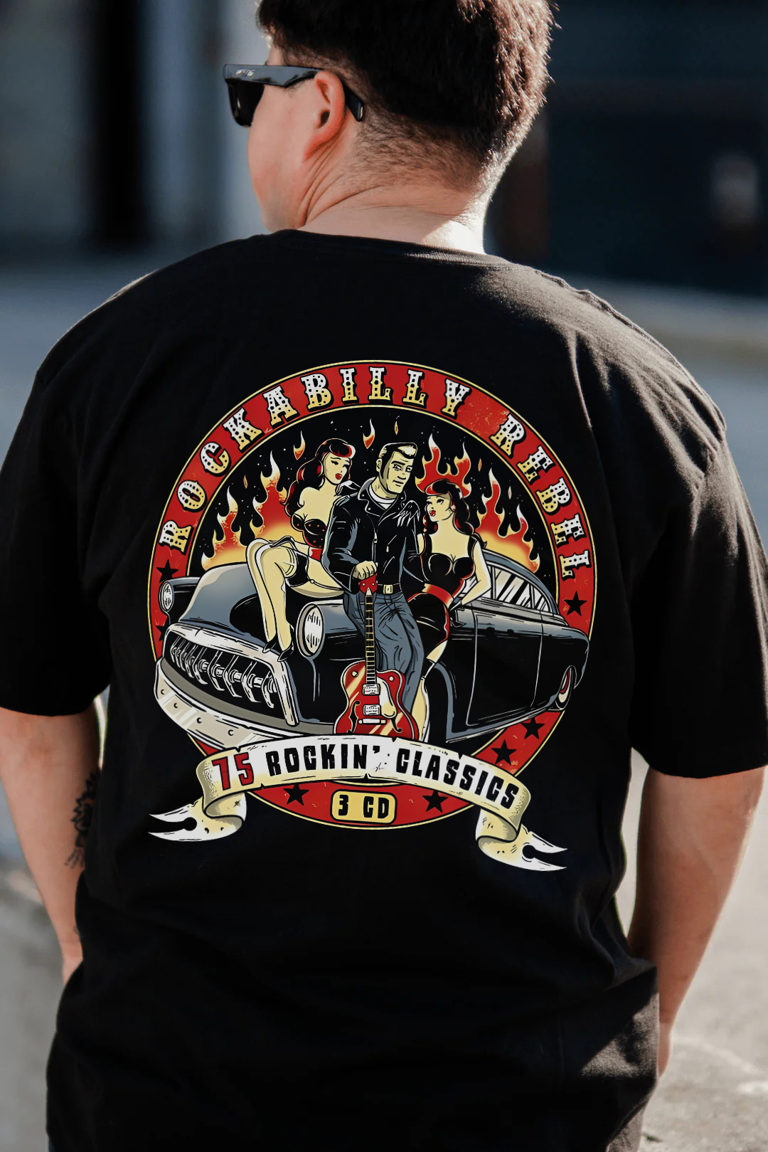 ROCKABILLY REBEL 75 ROCKIN' CLASSICS 3 CD Printed Men's T-shirt