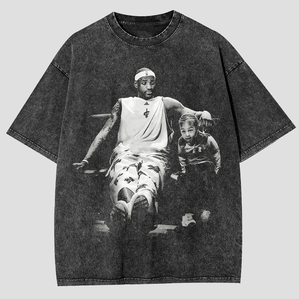 LeBron James & Bronny James Printed Men's Washed Tee