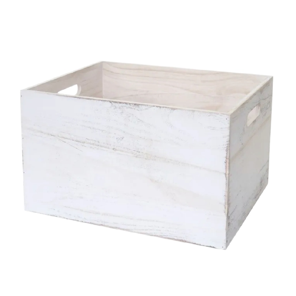 Caisse de rangement en bois blanc pour organisation domestique - 30 x 20 x 15-conceptvivre
