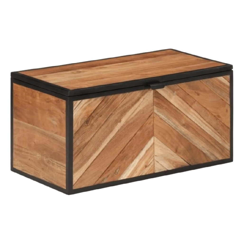 Coffre de rangement en bois avec design chevron pour la maison - 60 x 30 x 30-cadrepur
