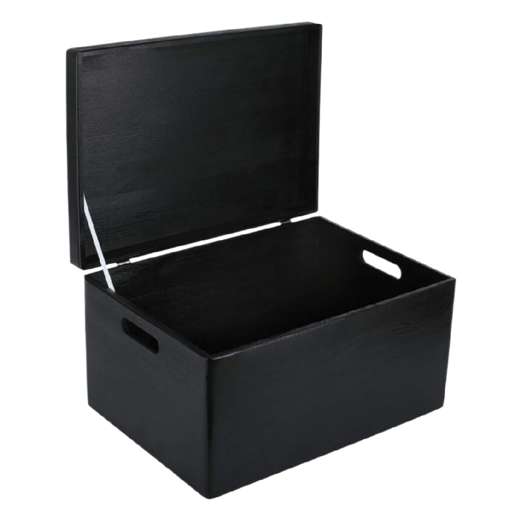 Boîte de rangement en bois peinture noire pour diverses utilisations - 40 x 30 x 20-maisonboite