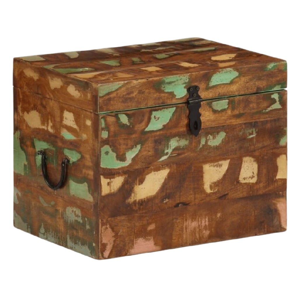 Coffre de rangement en bois recyclé pour diverses utilisations - 60 x 40 x 35-maisonboite