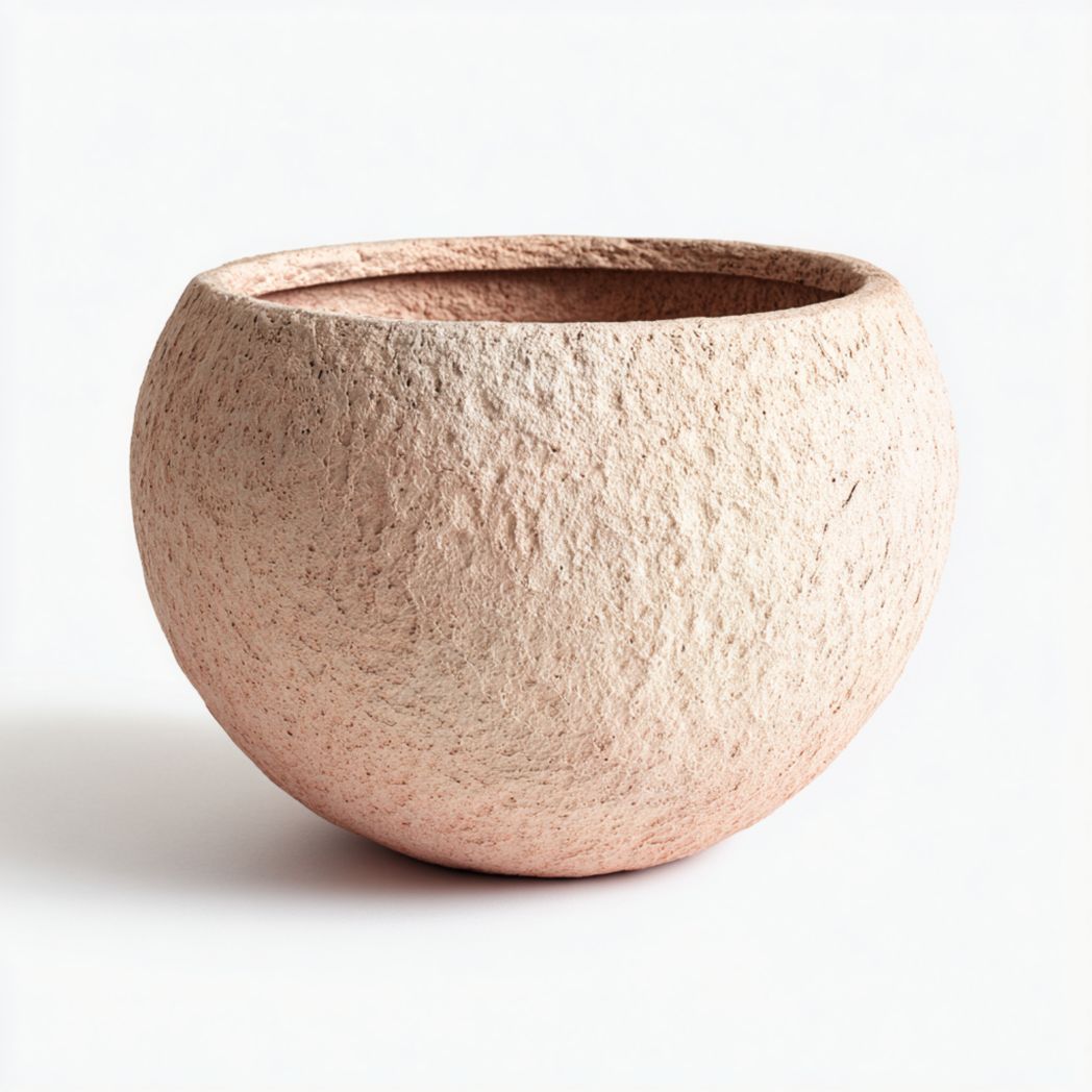 Okrągła, jasnoróżowa ceramiczna doniczka-Modivie Home