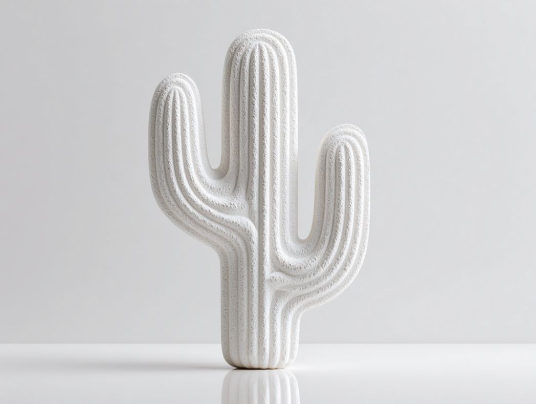Dekoracyjny biały przedmiot ceramiczny w kształcie kaktusa-Modivie Home