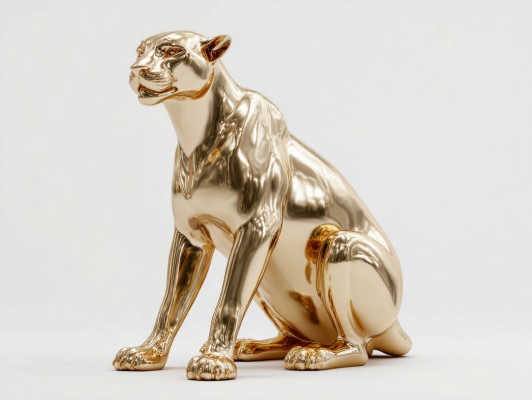 Złota figurka pantery z efektem metalicznym-Modivie Home