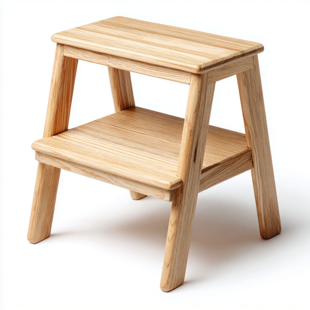 Dwustopniowy stołek z drewna w kolorze jasnobrązowym-Modivie Home