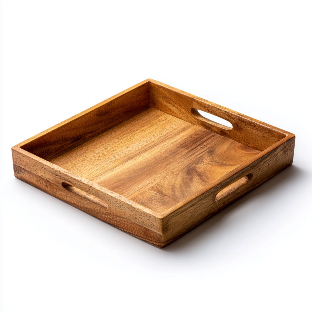 Prostokątna brązowa drewniana taca na śmieci-Modivie Home