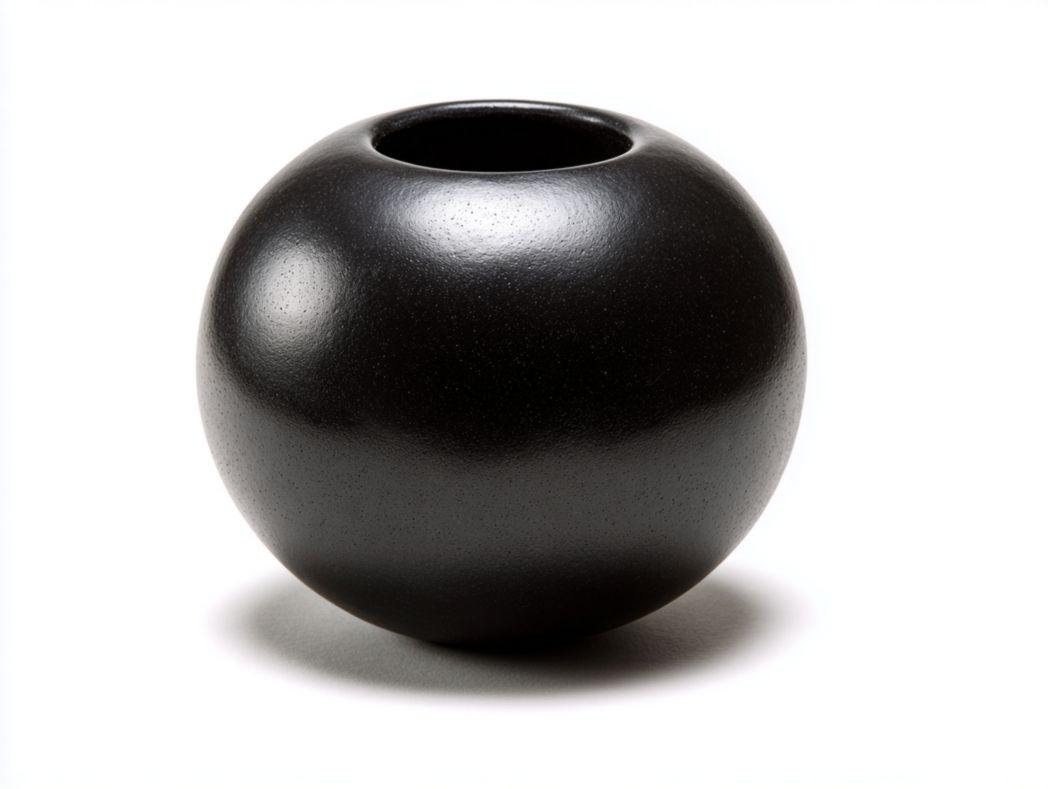 Kulisty wazon z czarnej szkliwionej ceramiki-Modivie Home