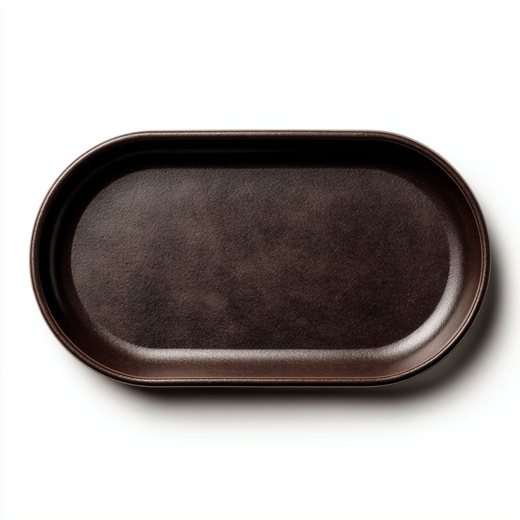 Owalny talerzyk na drobiazgi z ciemnobrązowej glazurowanej ceramiki-Modivie Home