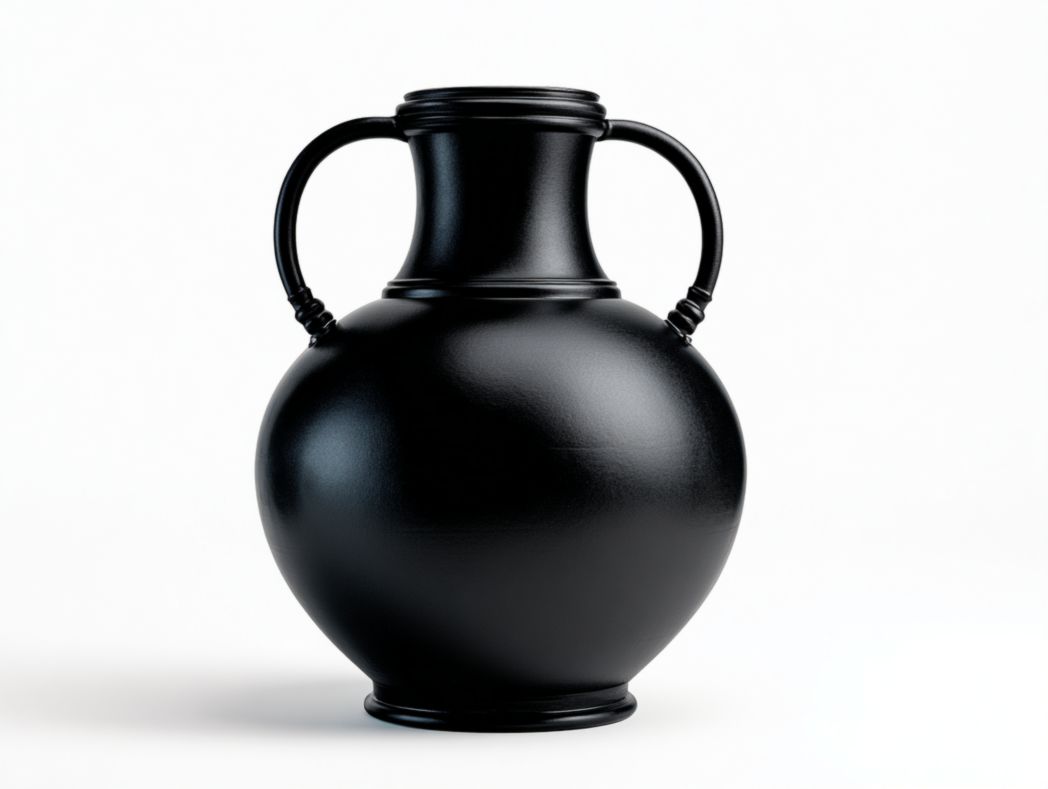 Czarny ceramiczny wazon z dwoma uchwytami-Modivie Home