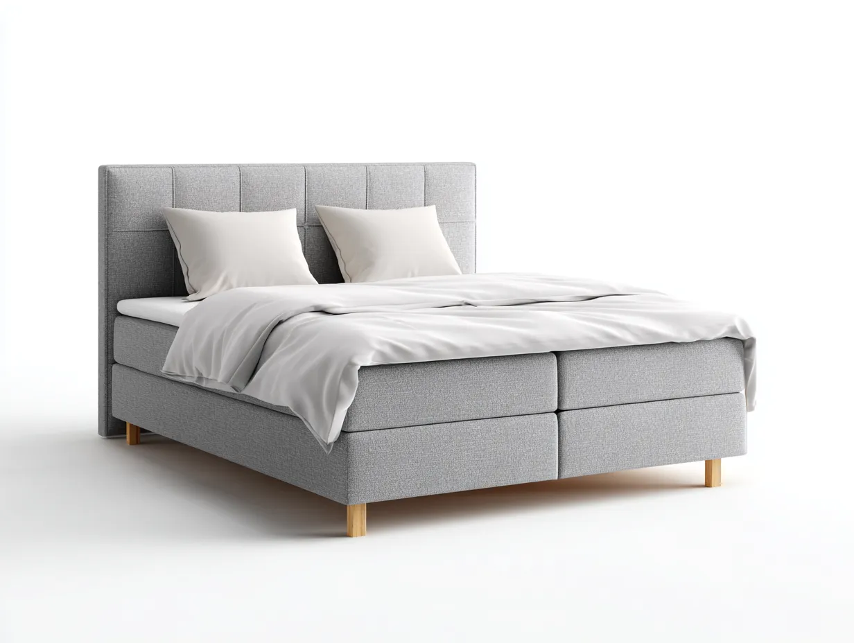 Letto matrimoniale-tessuto-legno-208x168x112 cm-grigio chiaro-stile moderno-Homiyard