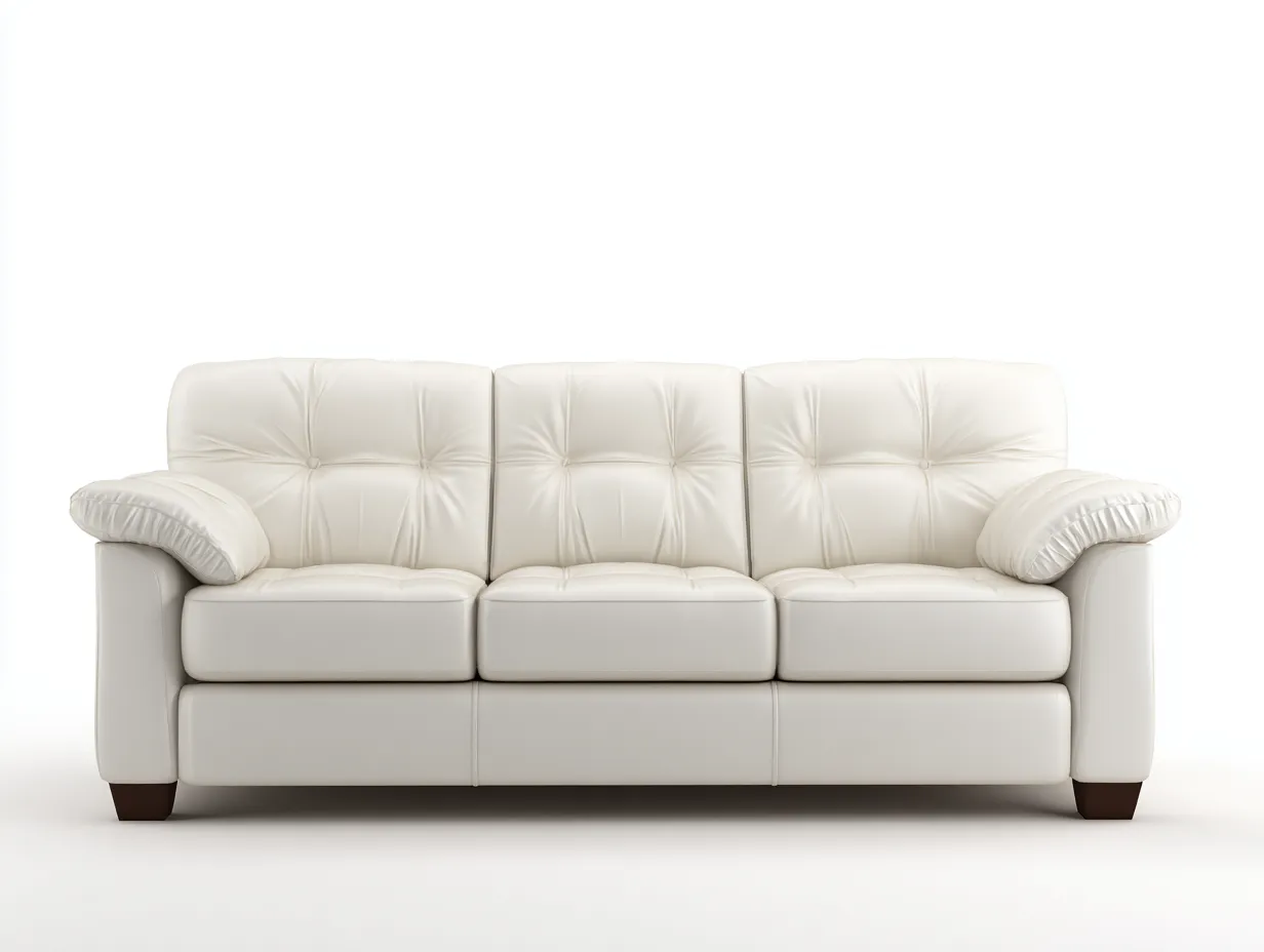 Divani a 3 posti - pelle - 224x96x92 cm - bianco - stile classico per soggiorno-Homiyard