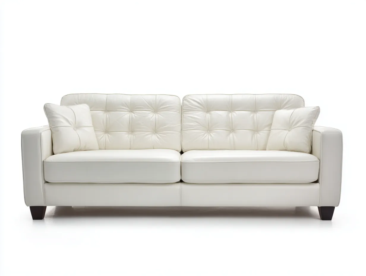 Divani a 3 posti - pelle - 218x94x90 cm - bianco - stile moderno per soggiorno-Homiyard