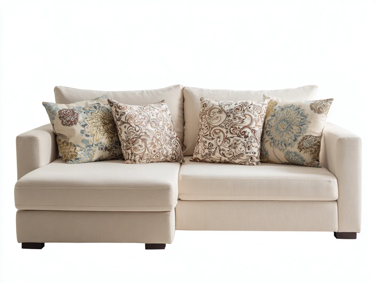 Divano angolare - tessuto - 258x155x86 cm - beige - stile contemporaneo-Homiyard