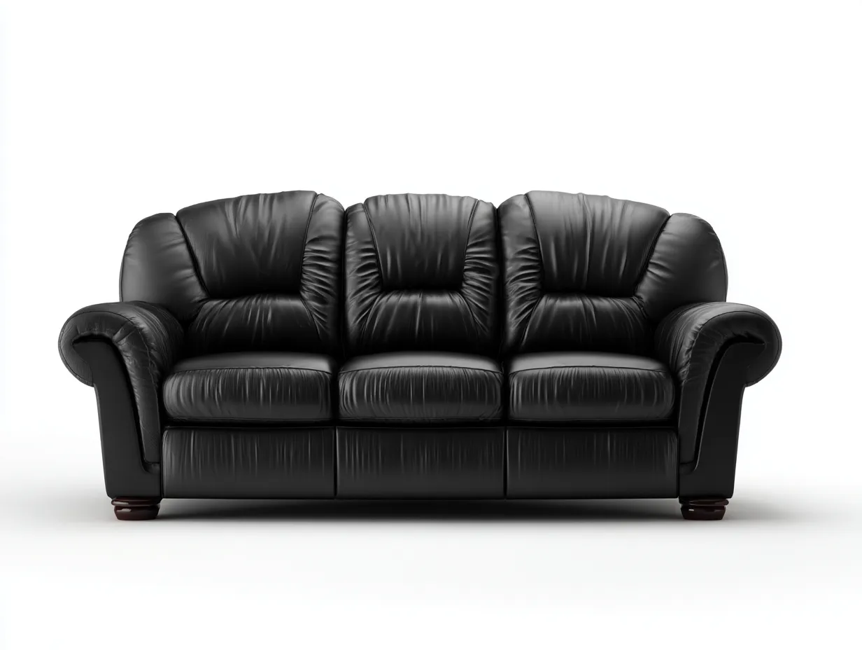 Divani a 3 posti - pelle - 216x96x91 cm - nero - stile classico per soggiorno-Homiyard