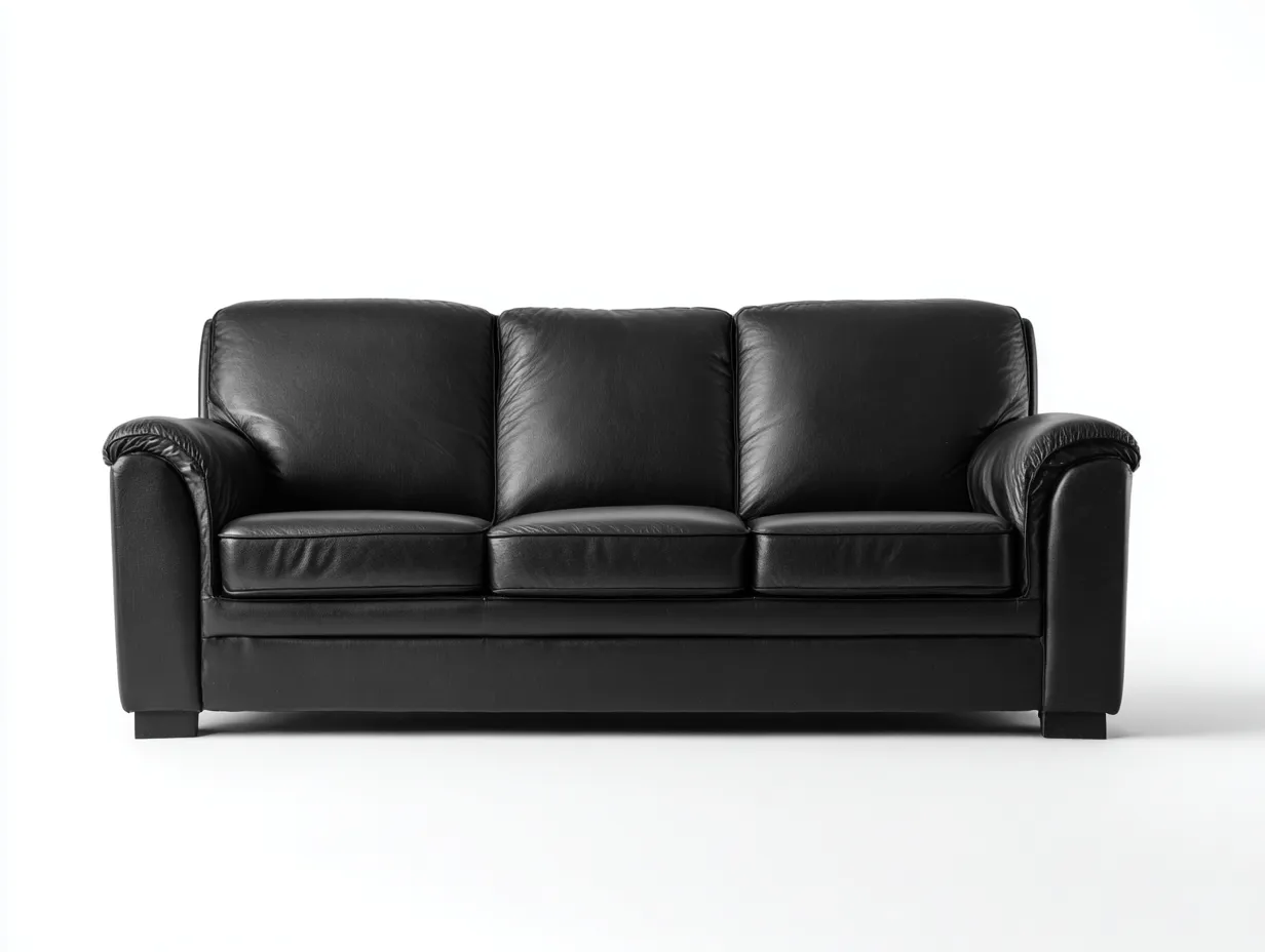 Divani a 3 posti - pelle - 215x92x88 cm - nero - stile classico per soggiorno-Homiyard