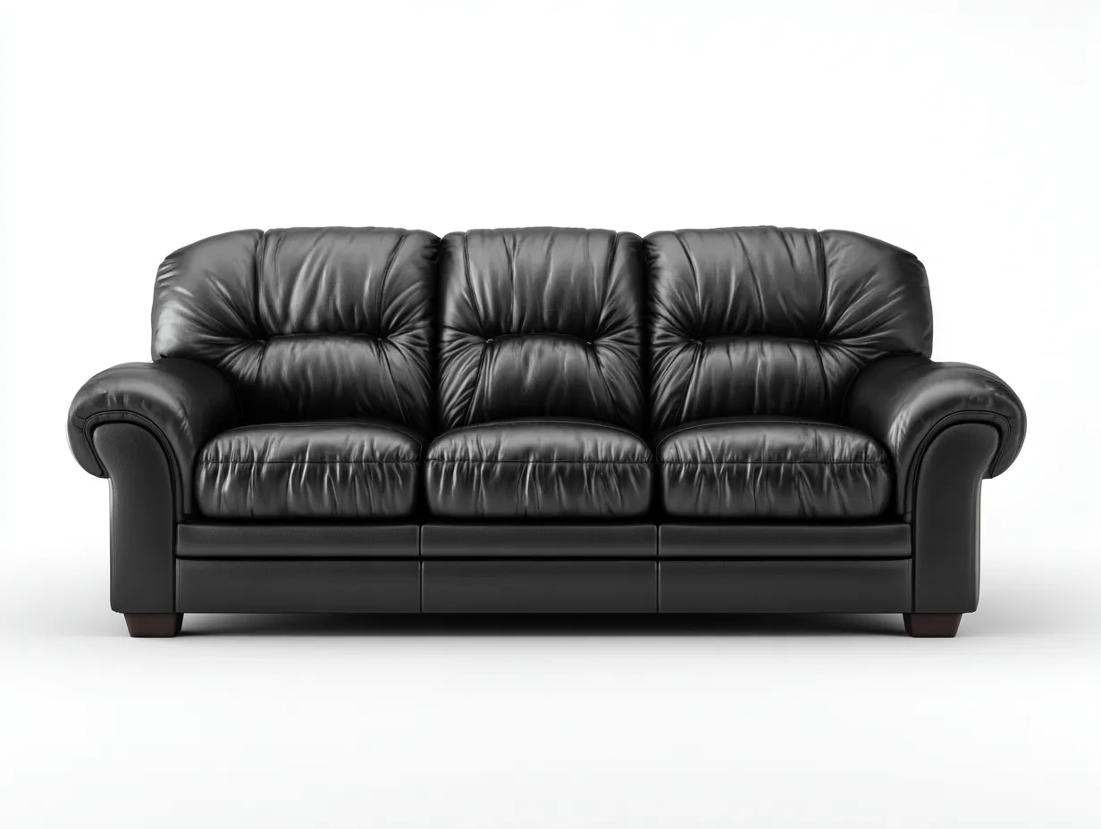 Divani a 3 posti - pelle - 218x94x90 cm - nero - stile classico per soggiorno-Homiyard