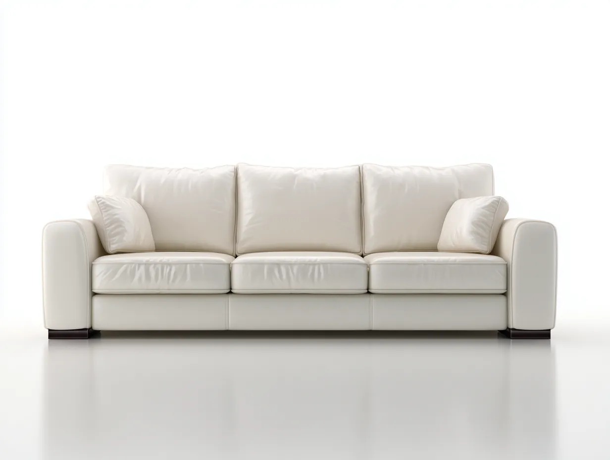 Divani a 3 posti - pelle - 217x92x89 cm - bianco - stile moderno per soggiorno-Homiyard