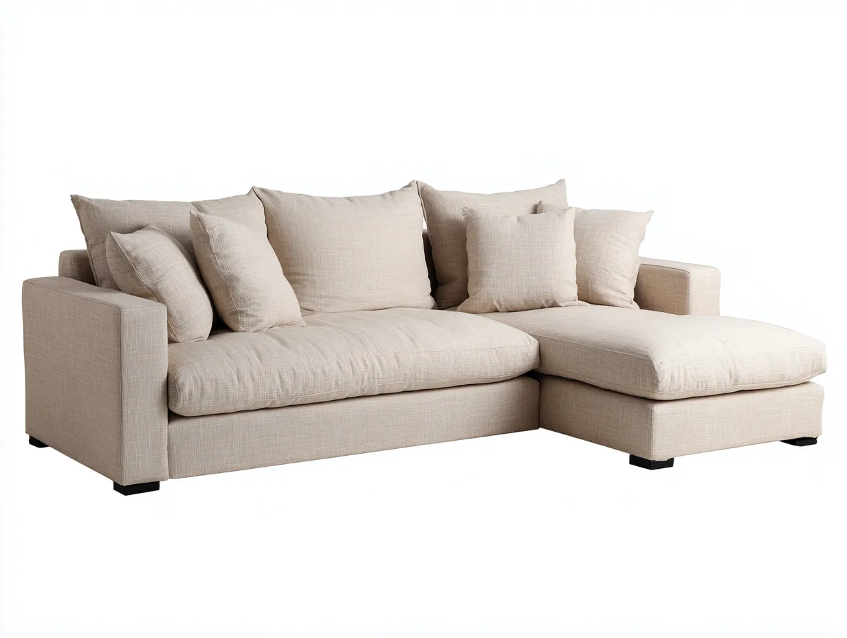 Divano angolare - tessuto - 268x158x82 cm - beige - stile moderno-Homiyard