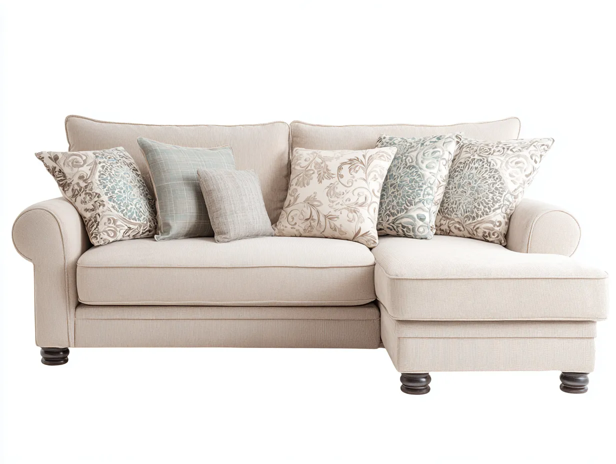 Divano angolare - tessuto - 266x168x87 cm - beige - stile classico-Homiyard